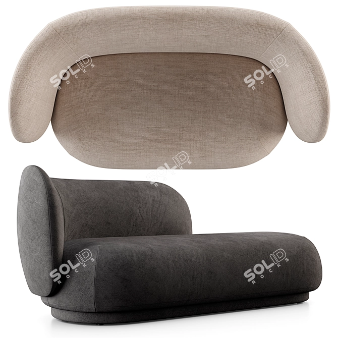 Modern Scandinavian Rico Divan & 2 Seat Sofa 3D model image 3