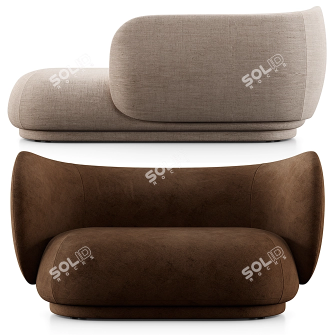 Modern Scandinavian Rico Divan & 2 Seat Sofa 3D model image 4