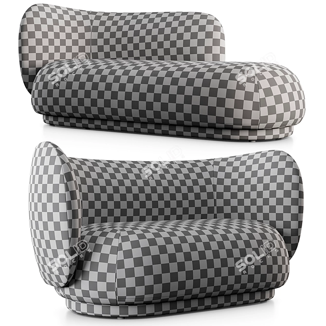 Modern Scandinavian Rico Divan & 2 Seat Sofa 3D model image 6
