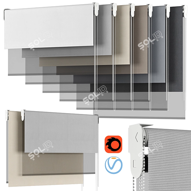 Customizable Double Roller Blind - Sevilla Collection 3D model image 1