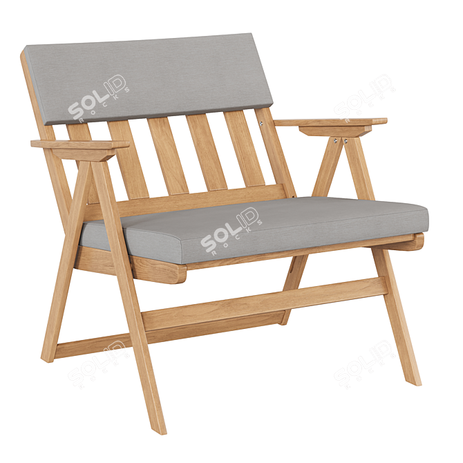 Folda Acacia Wood Garden Chair 3D model image 1