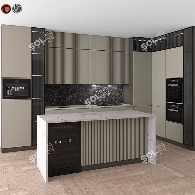 Modern Kitchen Corner Space 3D model image 1