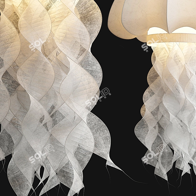 Elegant Silk Jellyfish Pendant Light 3D model image 3