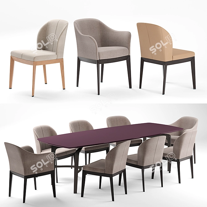 Giorgetti Comfort Chair & Elegant Blade Table 3D model image 1