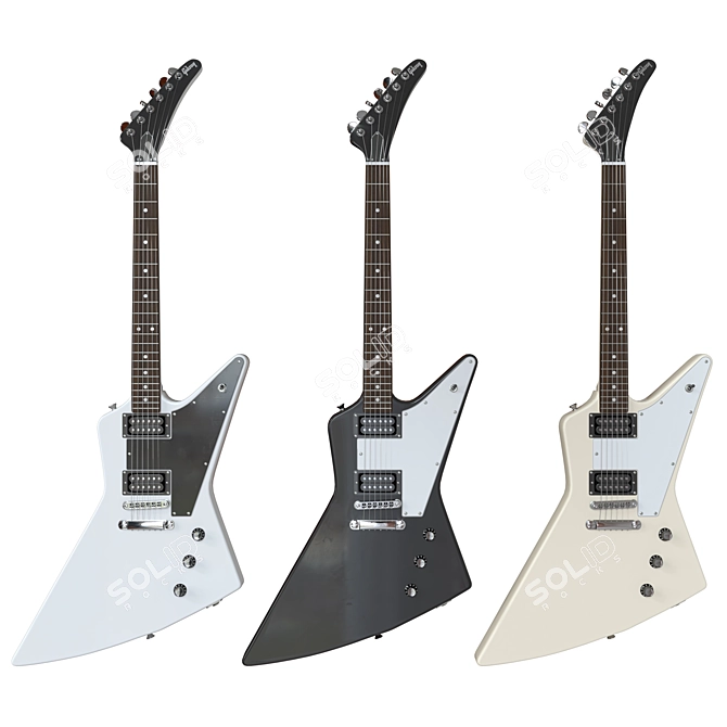 Gibson Explorer Electric Guitar (White, Black, Beige) 3D model image 2