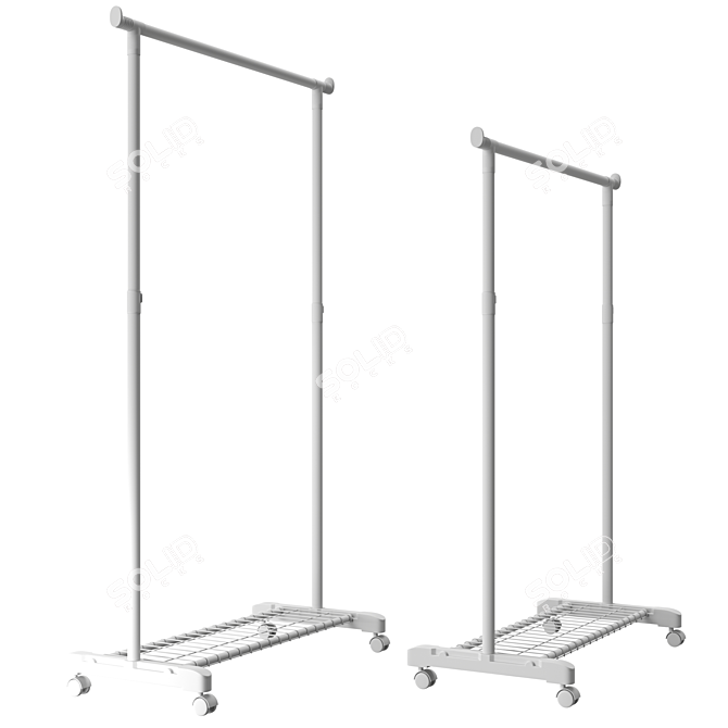 Adjustable Height Single Mobile Hanger with Shoe Shelf 3D model image 4