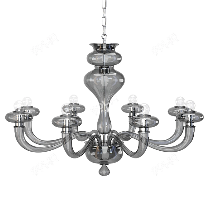 Smoke Gray Glass Chandelier, L8 Model 3D model image 2