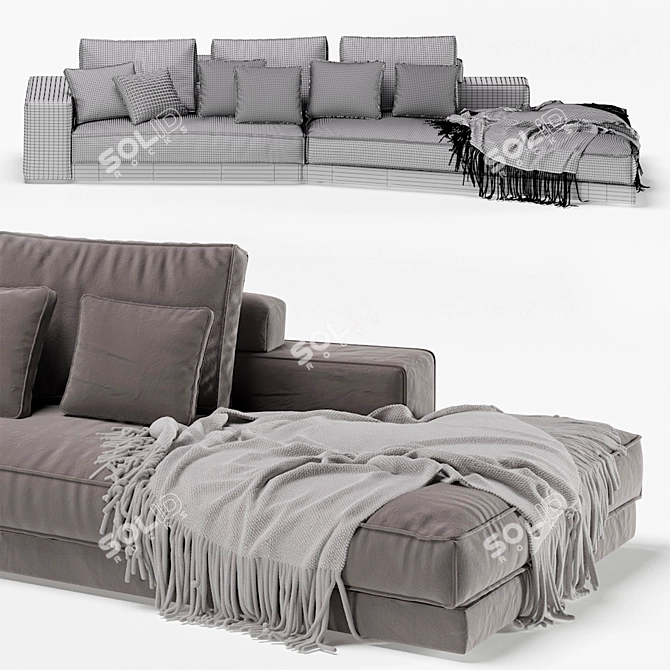 Luxurious Budapest Soft Sofa 3D model image 7