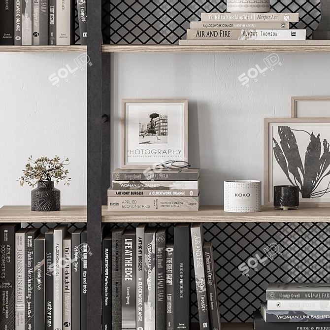 Rustic Chic Wood Metal Shelves 3D model image 5