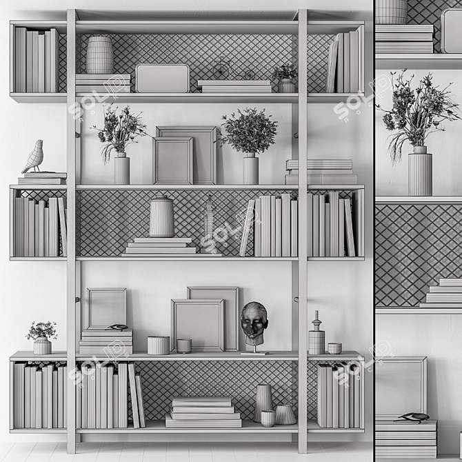 Rustic Chic Wood Metal Shelves 3D model image 7