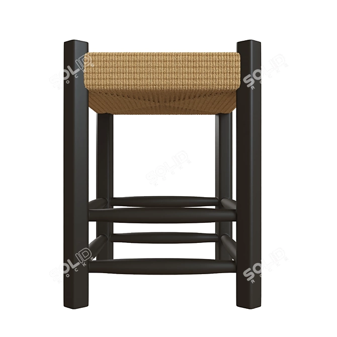 ZARAHOME Jute Wicker Wooden Stool 3D model image 2