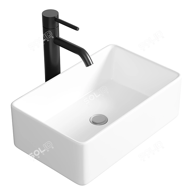 Nuie Rectangular Ceramic Counter Top Basin 3D model image 1