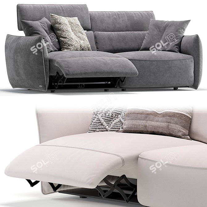 Natuzzi Supor 2-Seat Sofa: 2 Colors 3D model image 5