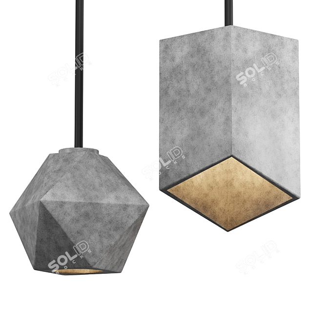 Modern Concrete Pendant Lamps 3D model image 4