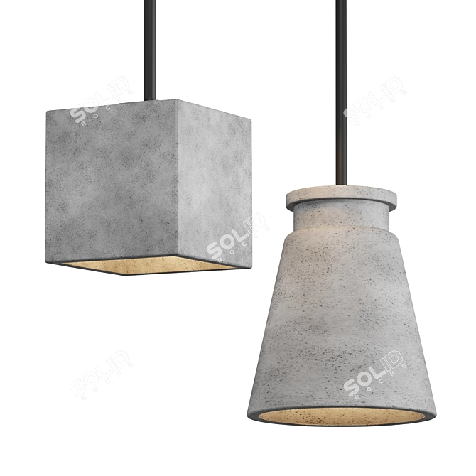 Modern Concrete Pendant Lamps 3D model image 1