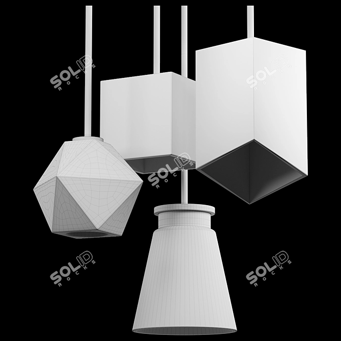 Modern Concrete Pendant Lamps 3D model image 2