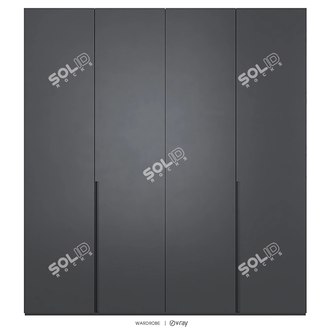 Sleek Graphite Swing Wardrobe 3D model image 1