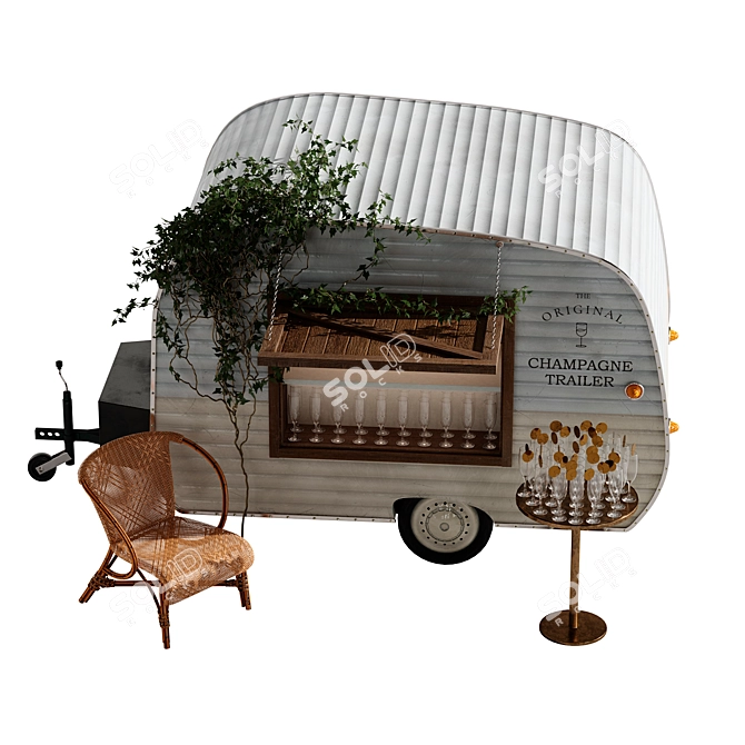 Champagne Truck: Stylish Mobile Bar 3D model image 4