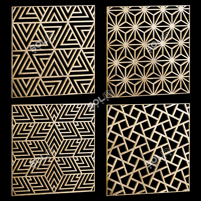 Decorative Square Panels - Set of 16 3D model image 1