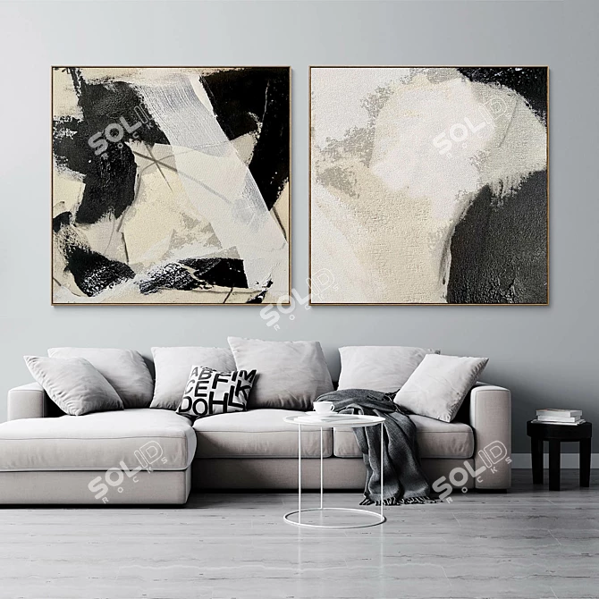 Abstract Plaster Photo Frame Set 3D model image 3