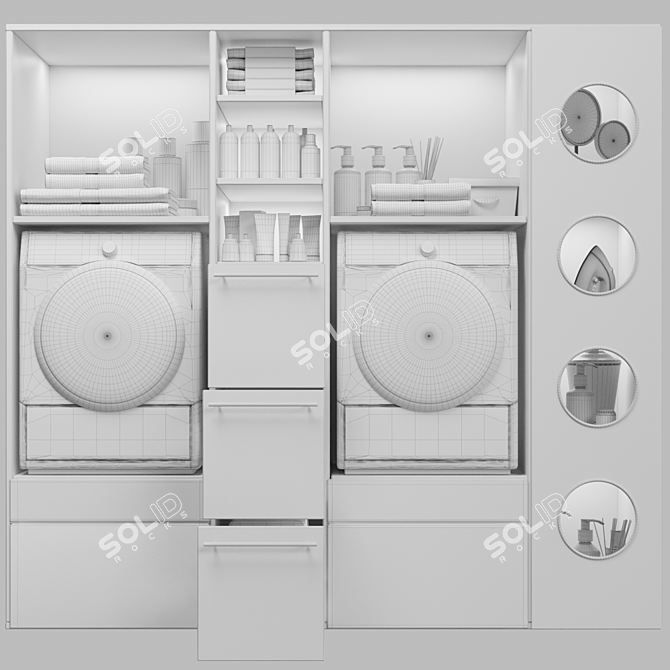 Laundry Room Bundle: Washer, Cosmetics, Wardrobe, Towel 3D model image 3