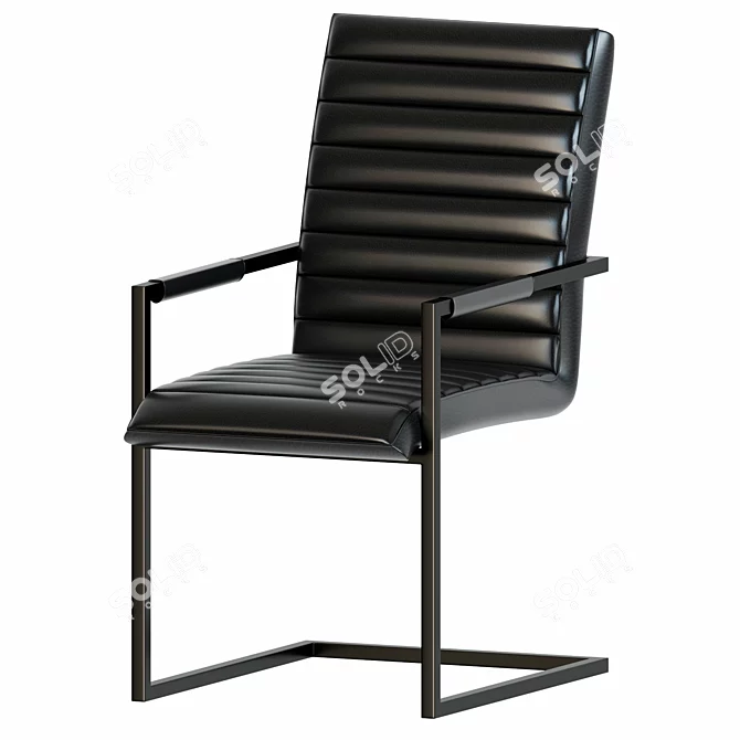 Faline Dining Chair in Black PU Leather 3D model image 2