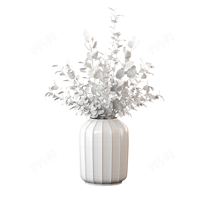 Elegant Eucalyptus Bouquet with Glass Vase 3D model image 5