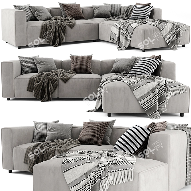  BoConcept Carmo Sectional Chaise - Stylish and Spacious Sofa 3D model image 1