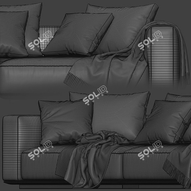 Flexform Grandemare 2-Seater Sofa: Luxury and Comfort 3D model image 5