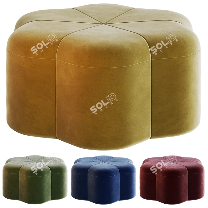 Luxury Flown Corner Design Pouffe 3D model image 2