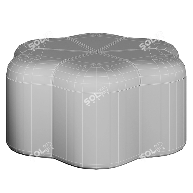 Luxury Flown Corner Design Pouffe 3D model image 4