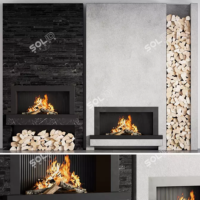 Modern Fireplace Design 3D model image 1