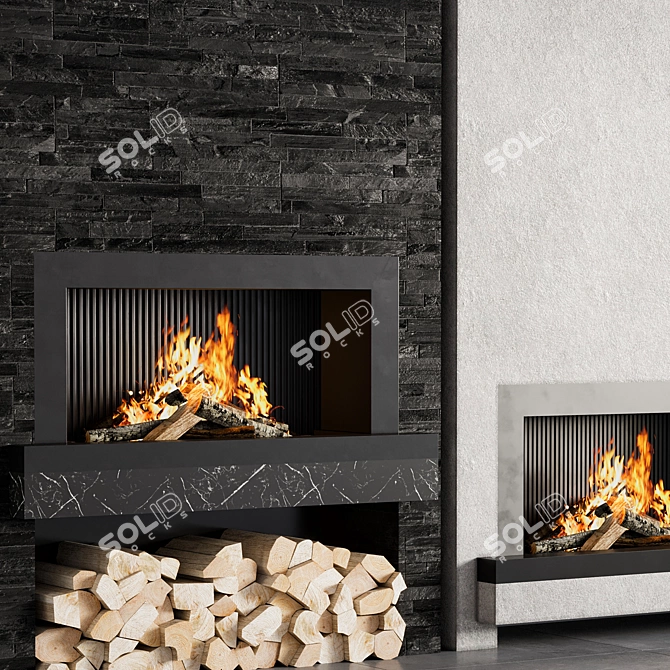 Modern Fireplace Design 3D model image 2