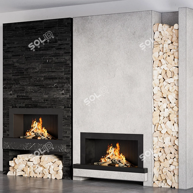 Modern Fireplace Design 3D model image 3