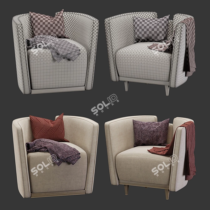 Frato Gstaad Armchair: Contemporary Elegance in 930x800x800mm 3D model image 6