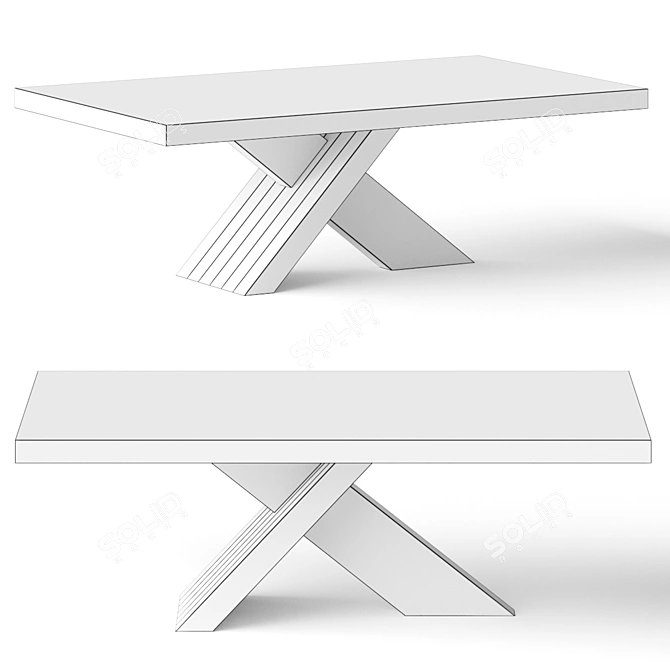 Sleek X-Base Coffee Table 3D model image 2