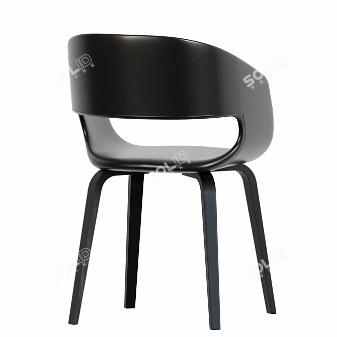 Sleek Black Nohr Dining Chairs 3D model image 3