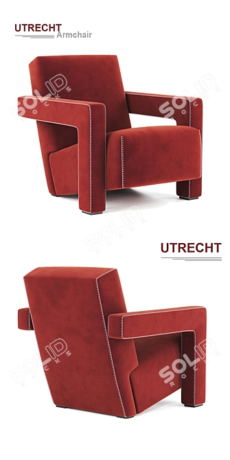 Contemporary Utrecht Armchair: Sleek Design by Cassina 3D model image 4