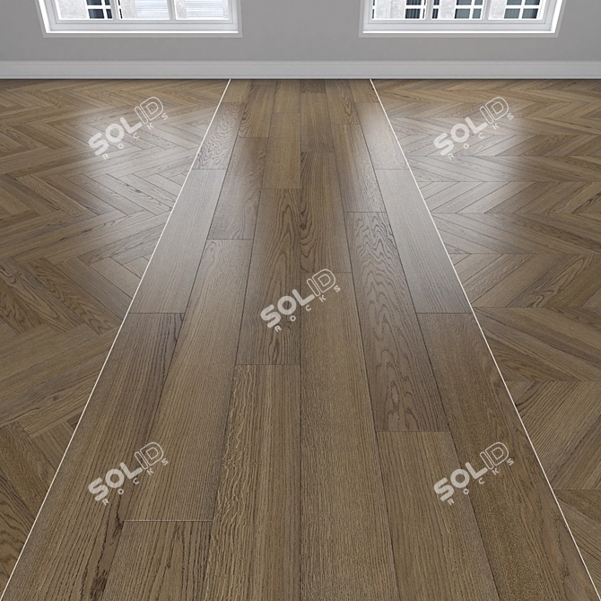 Oak Parquet Flooring Kit 3D model image 1