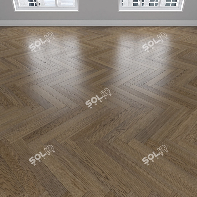 Oak Parquet Flooring Kit 3D model image 3