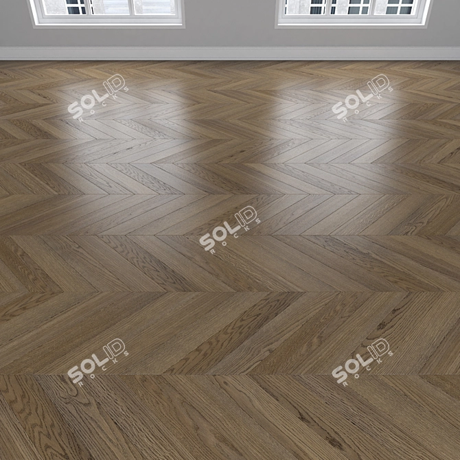 Oak Parquet Flooring Kit 3D model image 4