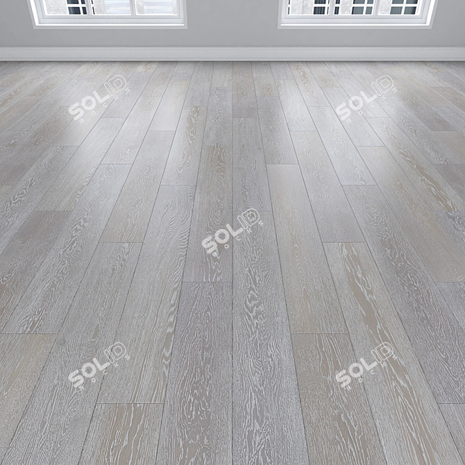 Oak Parquet Flooring: Linear, Chevron, Herringbone 3D model image 2