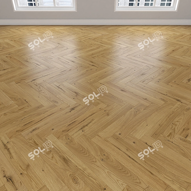 Oak Parquet Flooring: Linear, Chevron & Herringbone Designs 3D model image 3