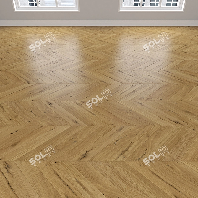 Oak Parquet Flooring: Linear, Chevron & Herringbone Designs 3D model image 4