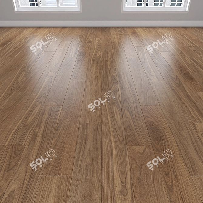 Premium Oak Parquet Flooring 3D model image 2