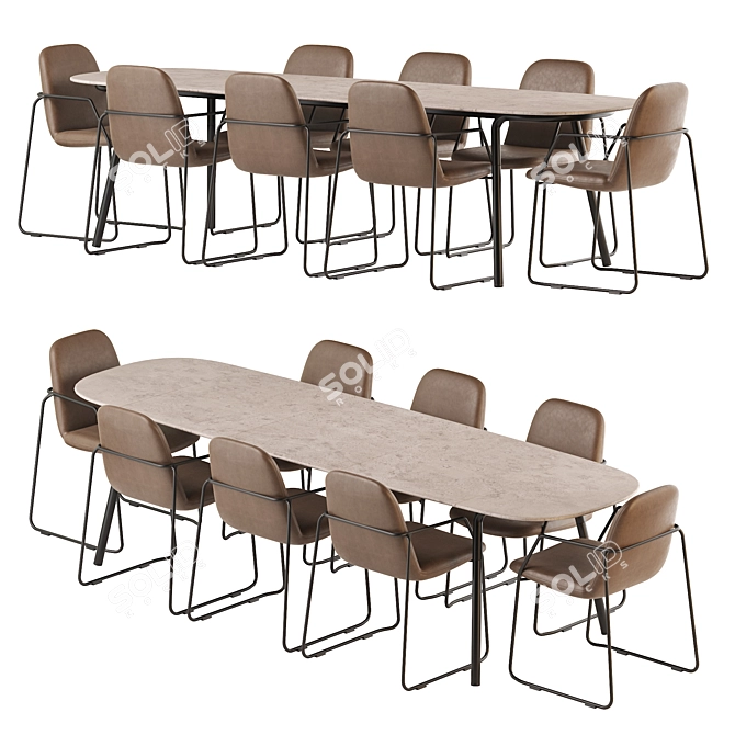 Modern Minus Manutti Table & Loop Chair Set 3D model image 1