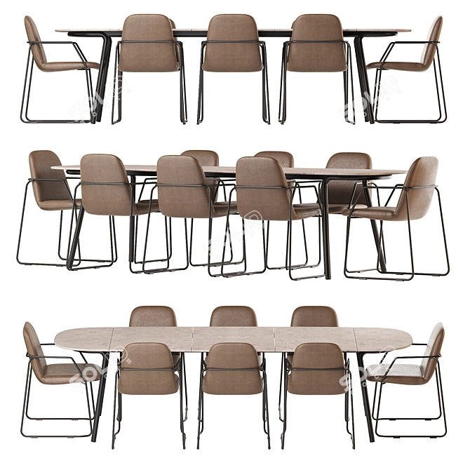 Modern Minus Manutti Table & Loop Chair Set 3D model image 2