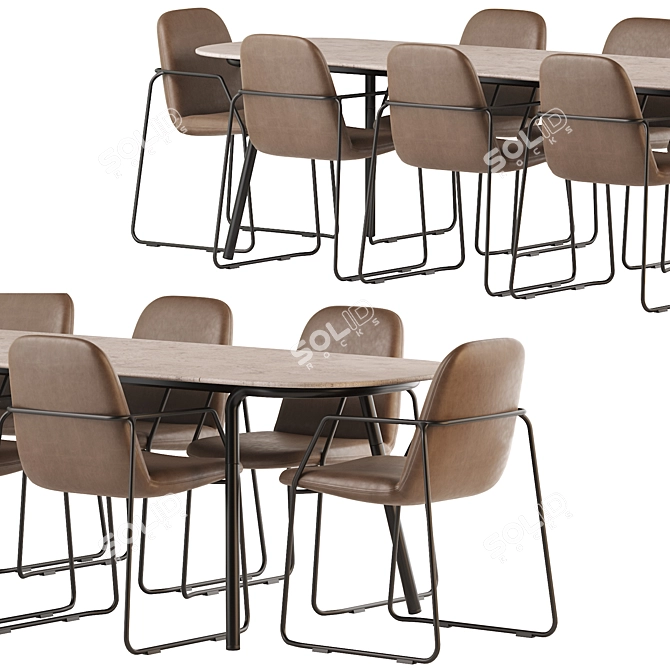 Modern Minus Manutti Table & Loop Chair Set 3D model image 5