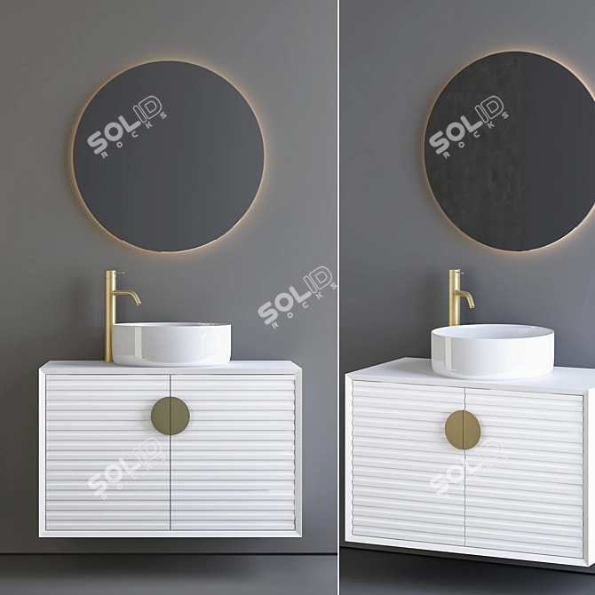 Contemporary 900mm Washbasin Cabinet 3D model image 1