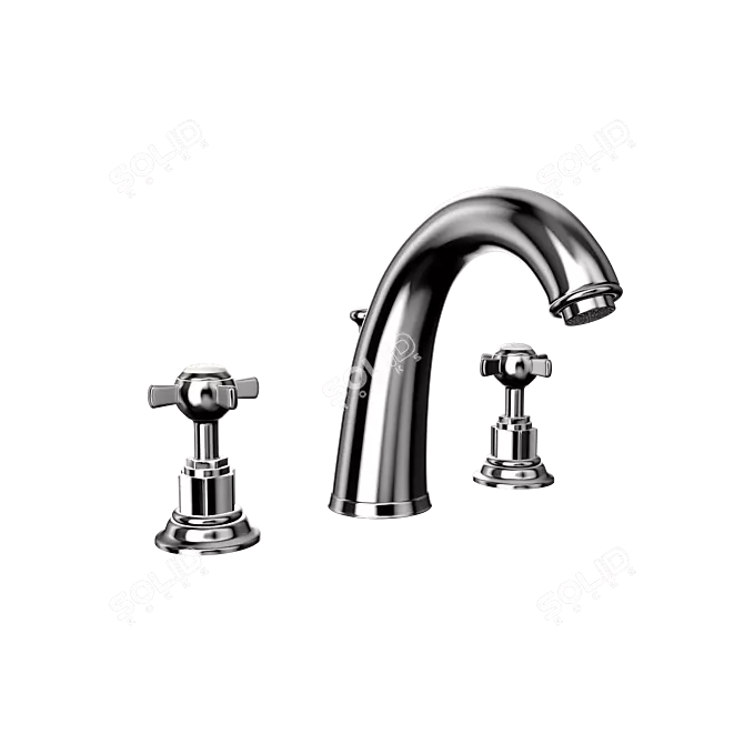 Elegant 3-Hole Basin Mixer 3D model image 1